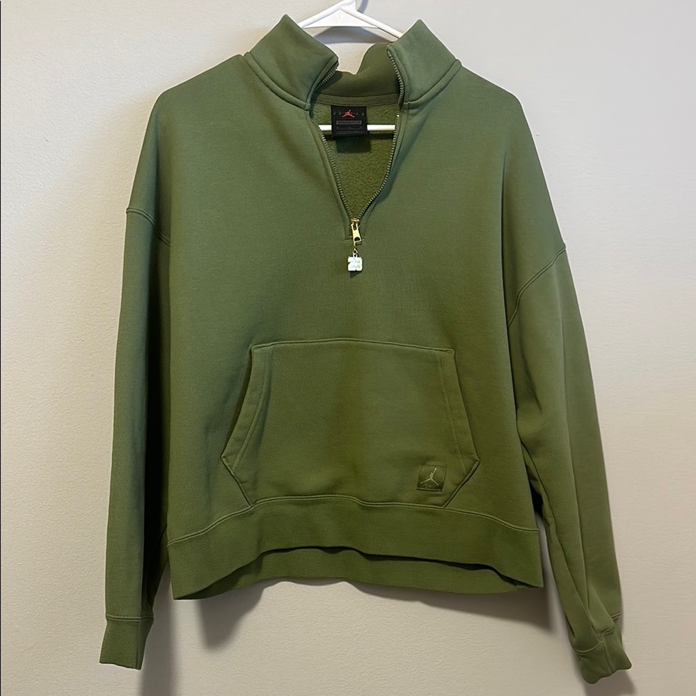 Jordan Olive Green Half-Zip Women's Sweater